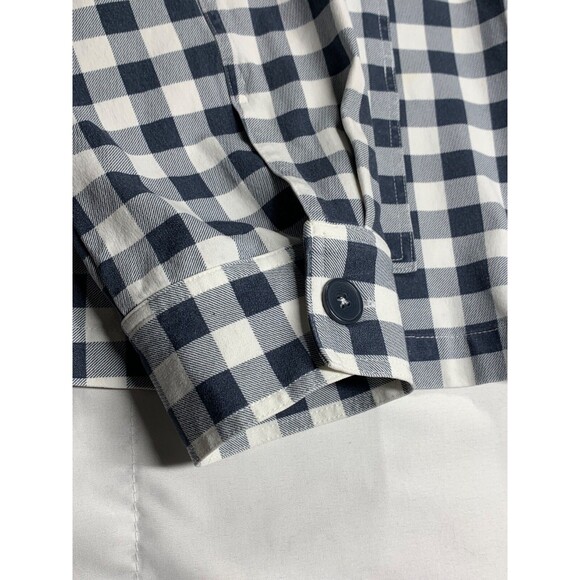 Isaac Mizrahi Crop Jacket XXL Navy White Gingham Canvas Stretch - Picture 7 of 11